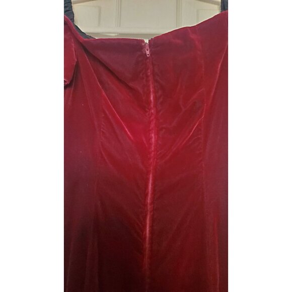 VTG Velvet Burgundy Red Off Shoulder Gown Glitter Lace Neckline 90's Size 5 - Picture 5 of 8